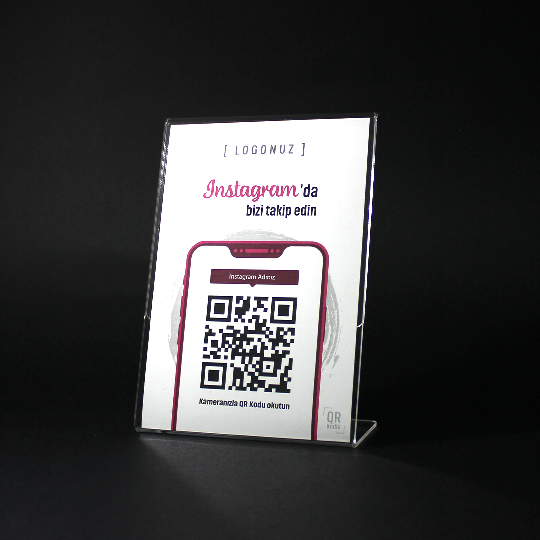 Instagram QR Stand Dikey L Tipi