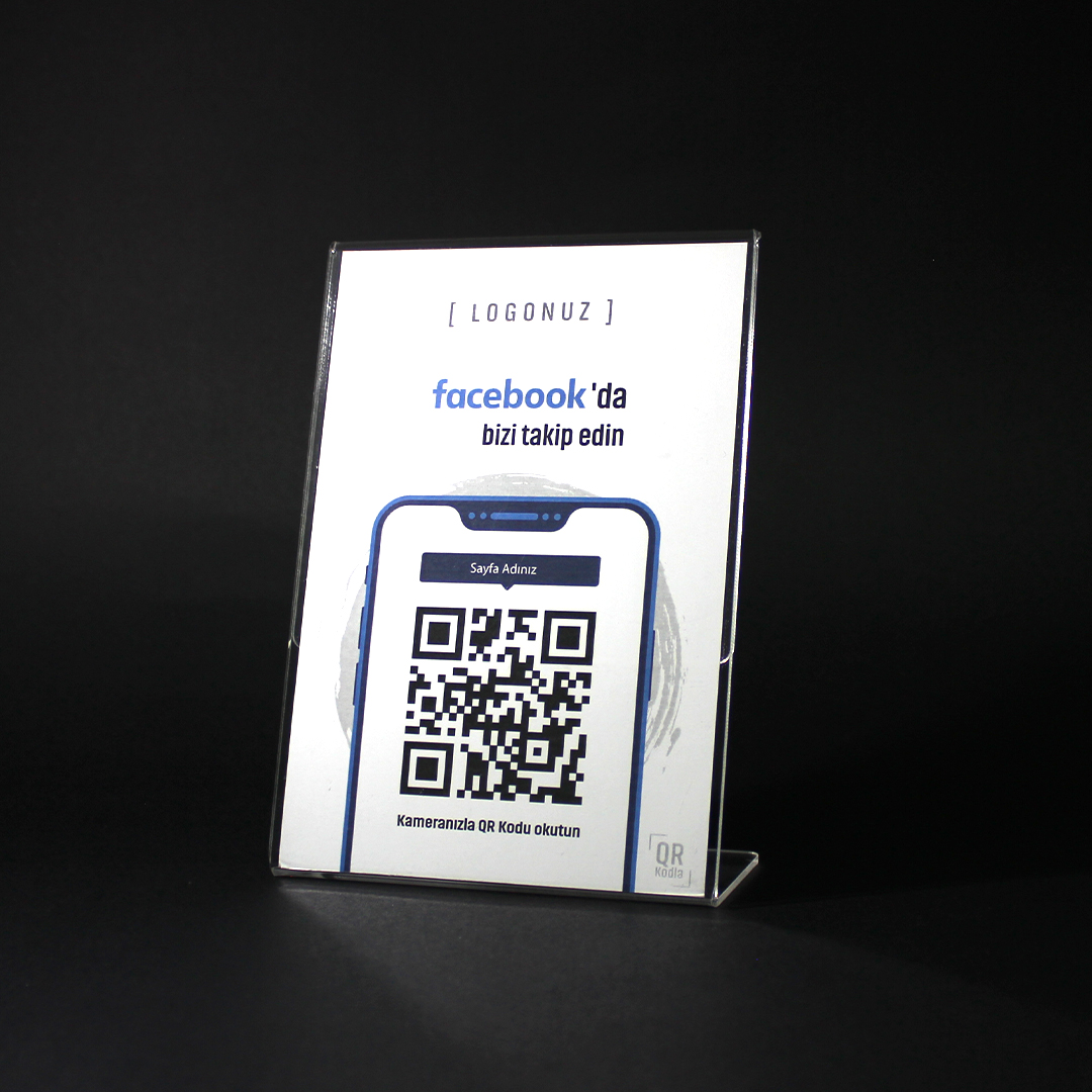 Facebook QR Stand Dikey L Tipi